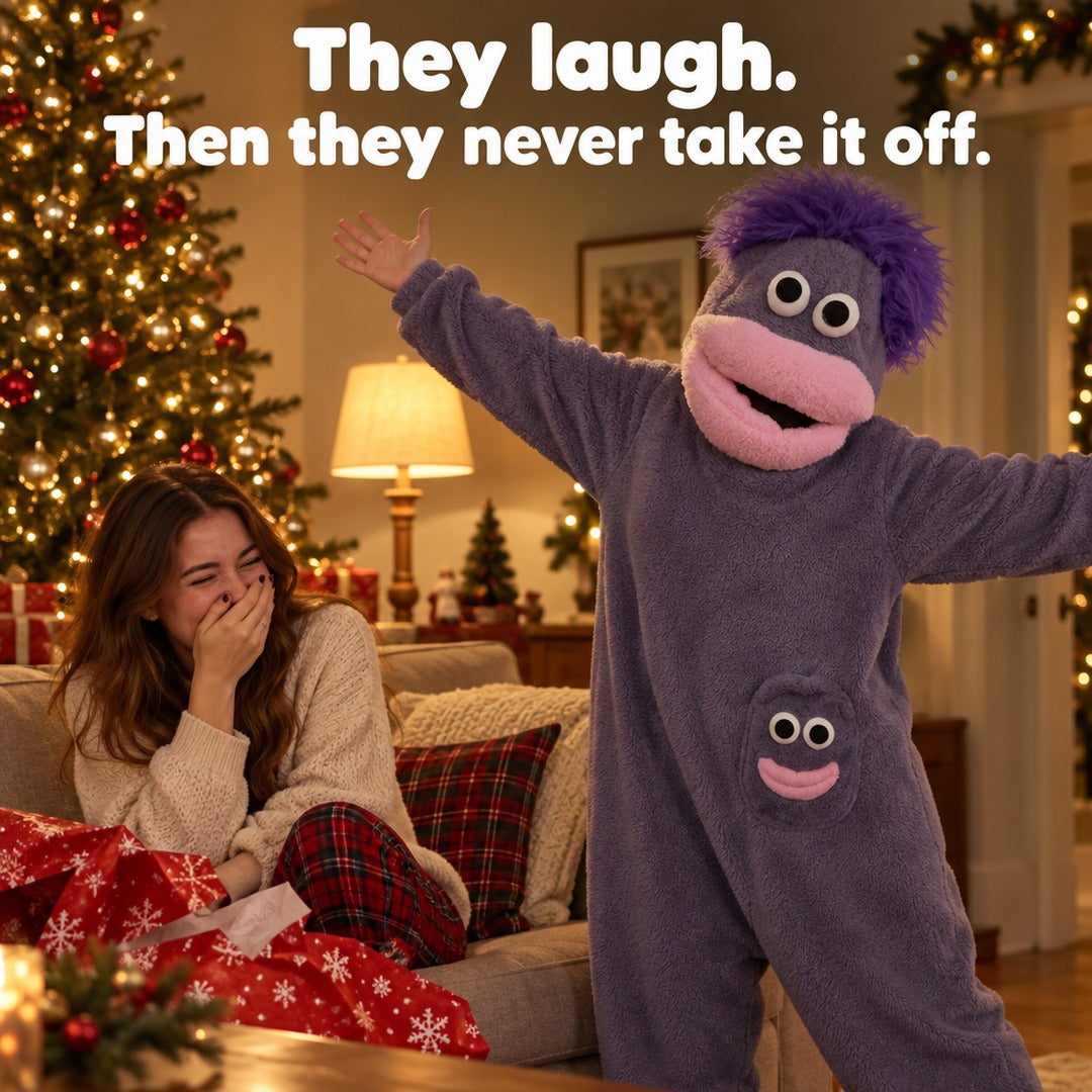 Purple SnugBeast opened as a Christmas gift