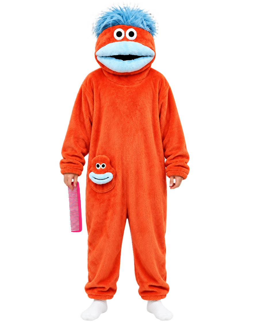 SnugBeast Monster Onesie in Orange Red